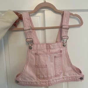 ZARA pink and white striped overall top
